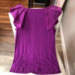 NWOT LOFT Purple Flutter Sleeve Ruffled Blouse